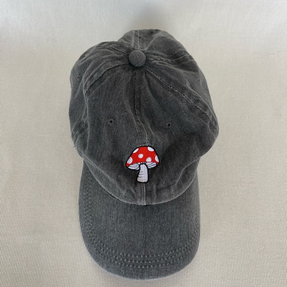 Mushroom Embroidery Gray Baseball Cap - Unisex. Streetwear. Adjustable. - Picture 5 of 8
